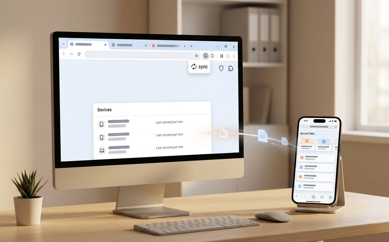 谷歌浏览器跨设备同步功能展示